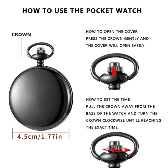 Pocket Watch US Marine Corps Steampunk Chain Quartz Watch Analog Retro Pendant - Picture 5 of 16